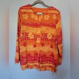 Vntg Deadstock Sue Brett Hawaiian Tunic Top Size 14 Orange Nwt